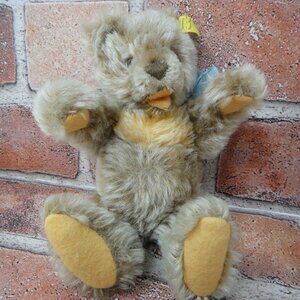 Vintage Steiff Jointed 7"  Teddy Bear Germany Wool / Cotton Ear Tag Light Brown